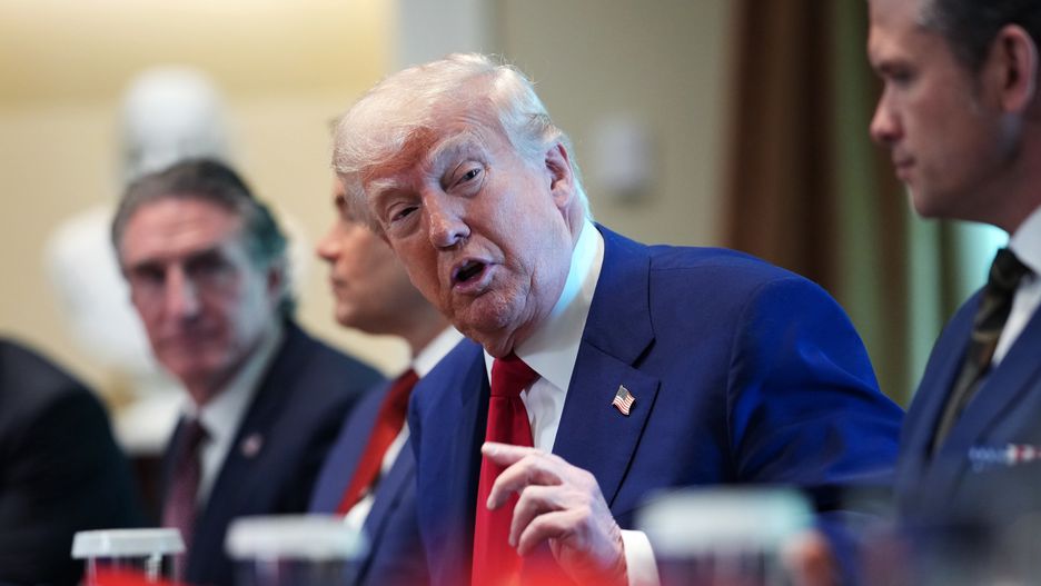 WASHINGTON, DC - APRIL 30: U.S. President Donald Trump speaks during a Cabinet meeting at the White House on April 30, 2025 in Washington, DC. Trump convened the meeting as reports released today say the U.S. economy contracted 0.3% in the first quarter of 2025, the first negative reading in three years, fueled by a massive surge in imports ahead of the administration's expected tariffs. (Photo by Andrew Harnik/Getty Images)