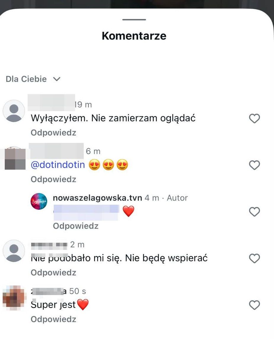 Komentarze pod postem Szelągowskiej 