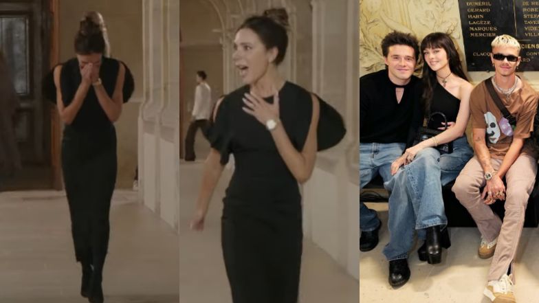 Poruszona Victoria Beckham WYBUCHŁA PŁACZEM po debiucie na paryskim Tygodniu Mody. Brooklyn Beckham i Nicola Peltz POJAWILI się na pokazie (ZDJĘCIA)