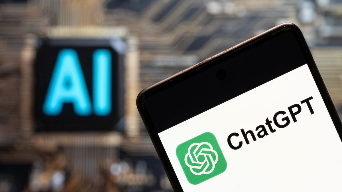 CHINA - 2023/11/03: In this photo illustration, the language model-based chatbot developed by OpenAI, ChatGPT, logo seen displayed on a smartphone with an Artificial intelligence (AI) chip and symbol in the background. (Photo Illustration by Budrul Chukrut/SOPA Images/LightRocket via Getty Images)