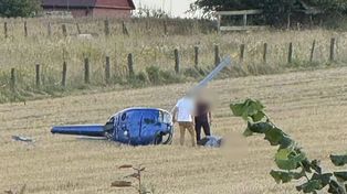 Błaziny Dolne: Katastrofa śmigłowca. Maszyna uderzyła w ziemię. Są ranni