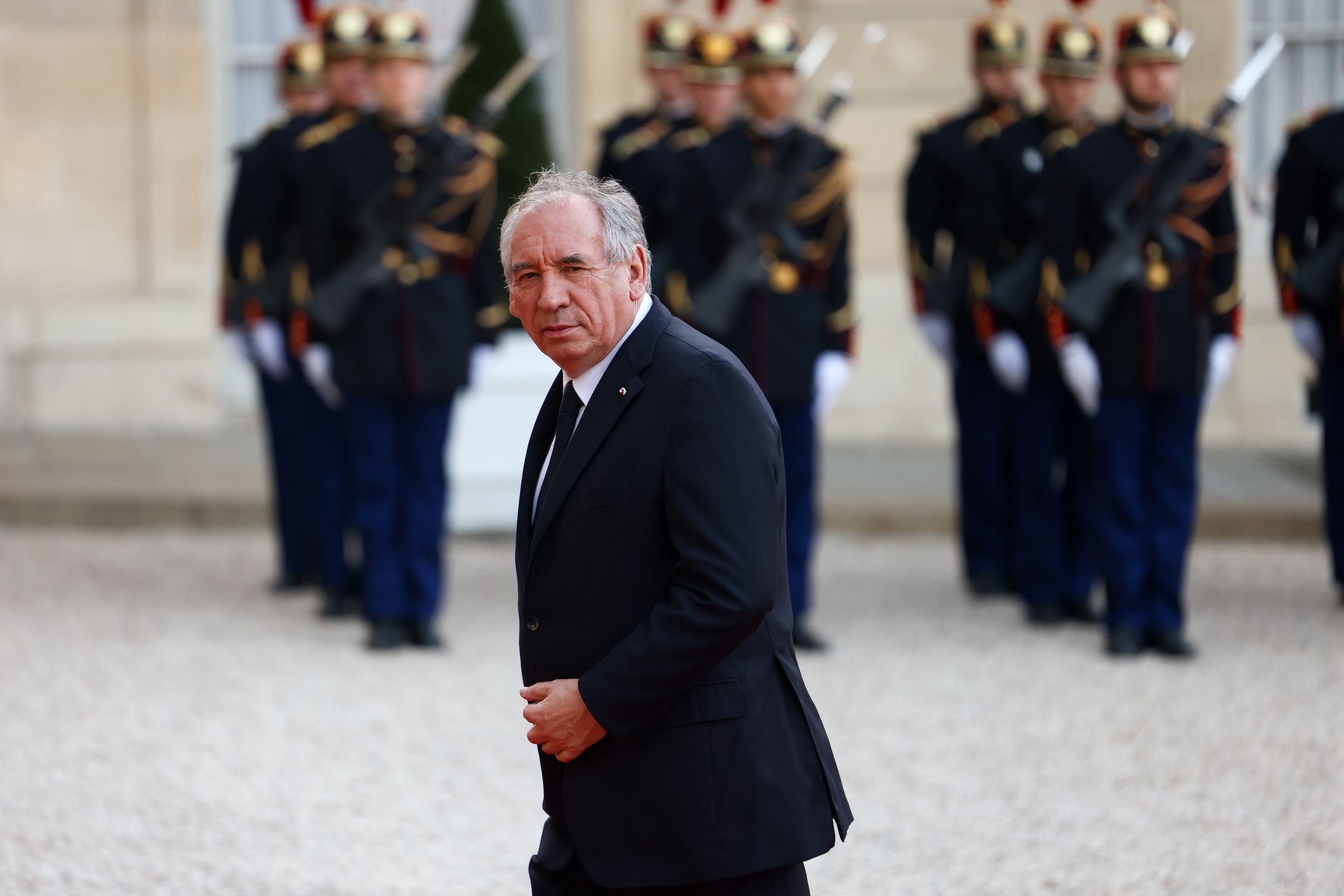 PARIS, FRANCE - MARCH 31: French Prime Minister Francois Bayrou arrives for a state diner in honour of Denmark's royal couple at the Elysee Palace on March 31, 2025 in Paris, France. French President Emmanuel Macron and Mrs. Brigitte Macron are hosting King Frederik X and Queen Mary of Denmark, during the first state visit by a Danish sovereign since 1978. (Photo by Marc Piasecki/Getty Images)