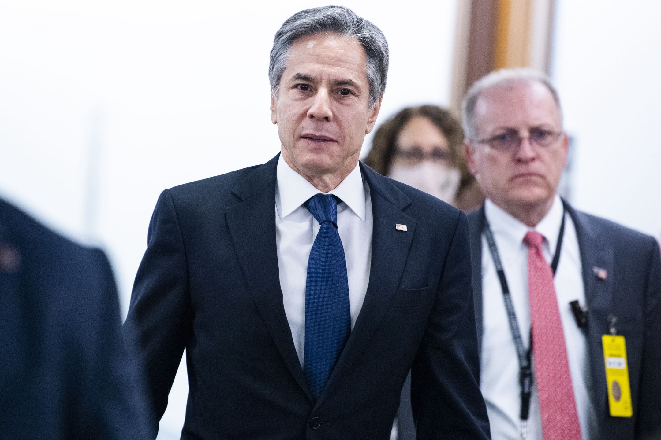 UNITED STATES - JUNE 8: Secretary of State Antony Blinken arrives to testify during the Senate Appropriations Committee hearing titled "A Review of the FY2022 State Department Budget Request, in Dirksen Building on Tuesday, June 8, 2021. (Photo By Tom Williams/CQ-Roll Call, Inc via Getty Images/POOL)
