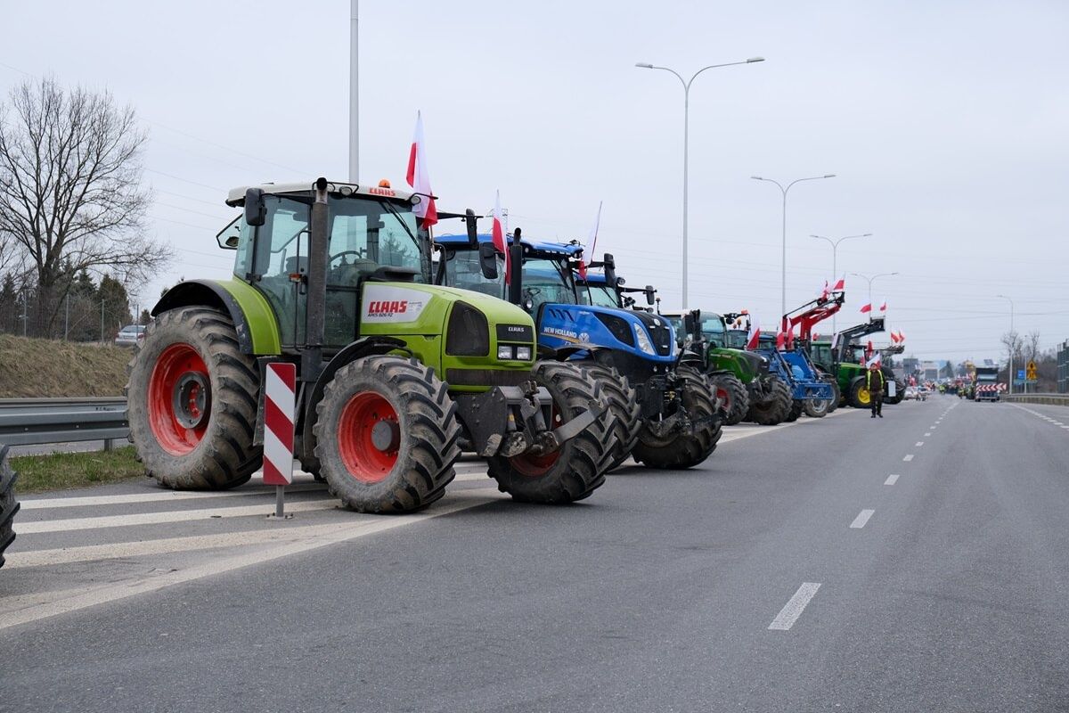 Protest rolników w Elizówce przy węźle Lublin Rudnik