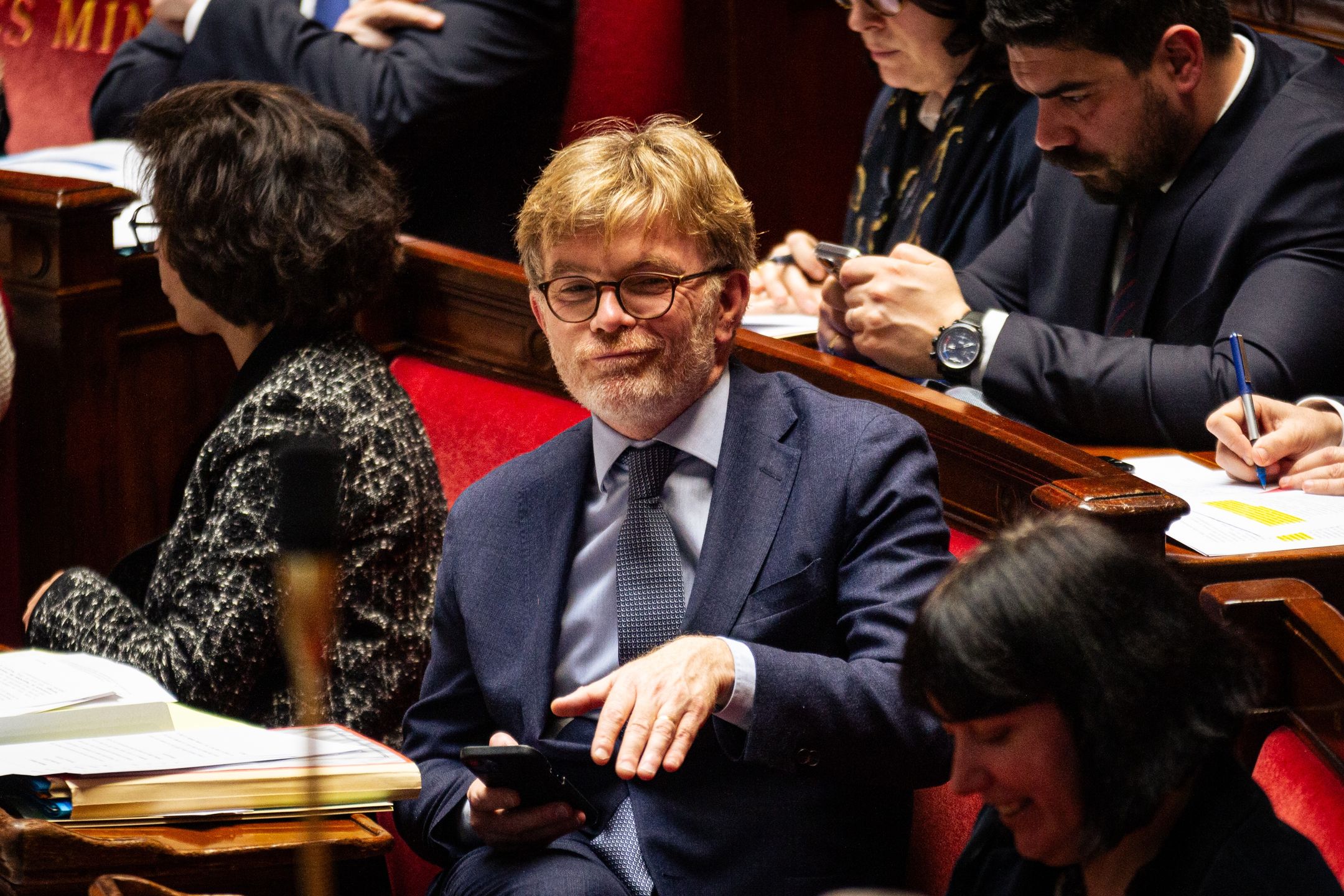 PARIS, FRANCE - 2024/03/20: Marc Fesneau, Minister of Agriculture, seen during the questions to the government at the National Assembly. A weekly session of questioning the French government takes place in the National Assembly at Palais Bourbon in Paris. (Photo by Telmo Pinto/SOPA Images/LightRocket via Getty Images)