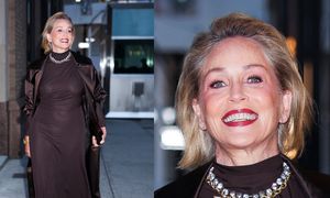 68-LETNIA Sharon Stone posyła uśmiechy w prześwitującej kreacji BEZ STANIKA. Ikona mody? (ZDJĘCIA)