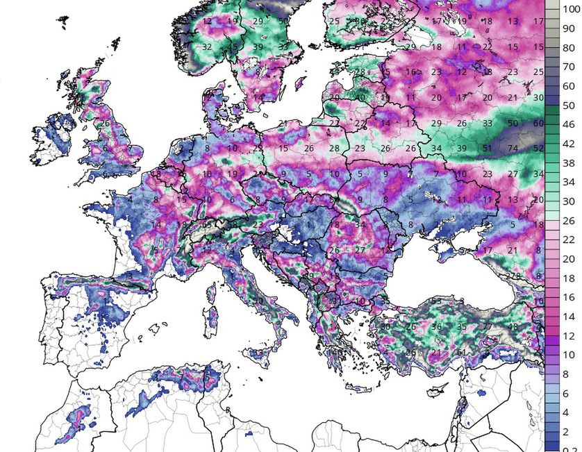 Pokrywa śnieżna w Europie po najbliższym ataku zimy