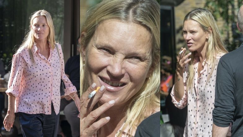 Naturalna Kate Moss odpręża się z papierosem