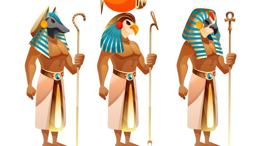 Bogowie w mitologii egipskiej przedstawiani byli jako ludzie z głowami zwierząt