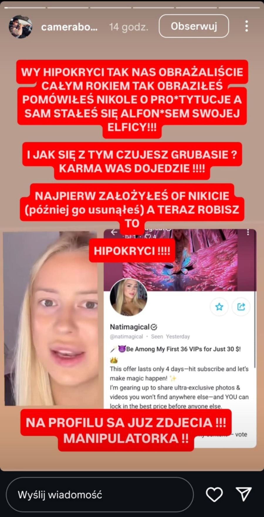 Cameraboy krytykuje niebieską platformę Natalii?