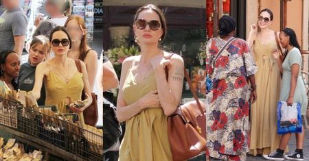 Angelina Jolie buszuje po targowisku w Rzymie z córkami Zaharą i Vivienne (ZDJĘCIA)