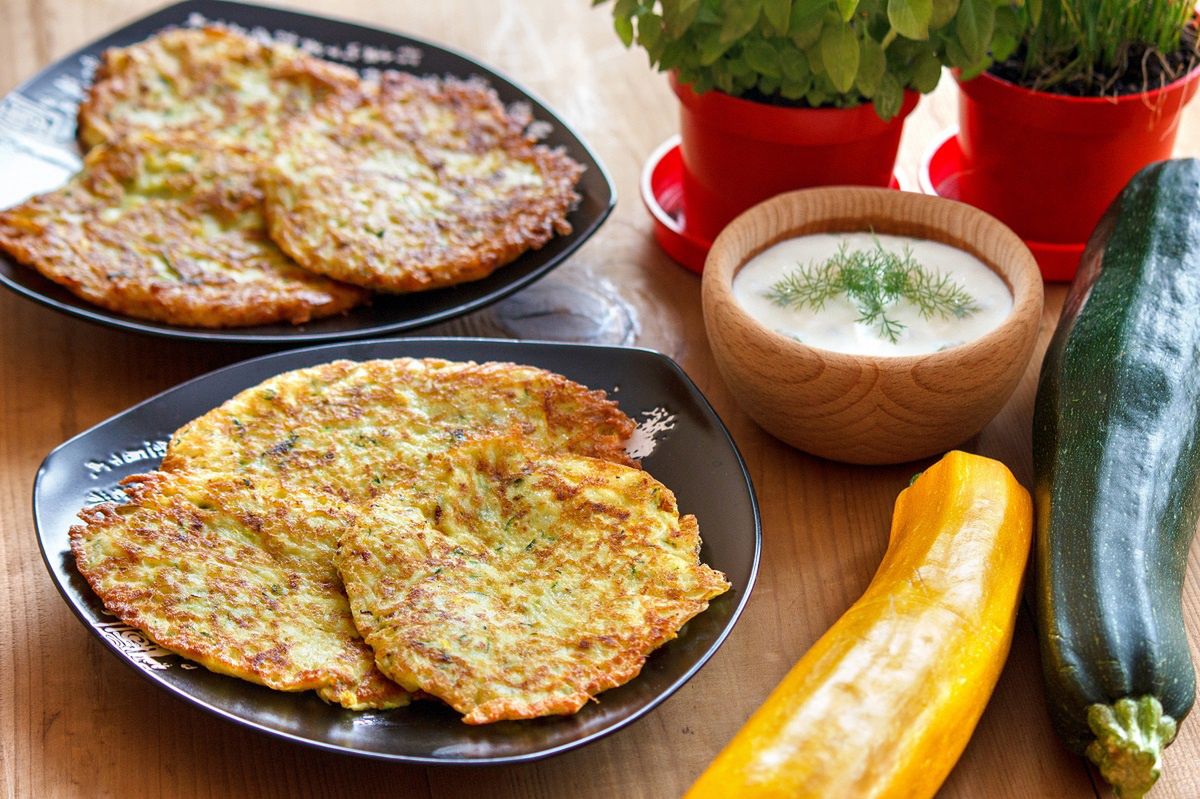 Reimagining summer: Courgette fritters with feta and carrot