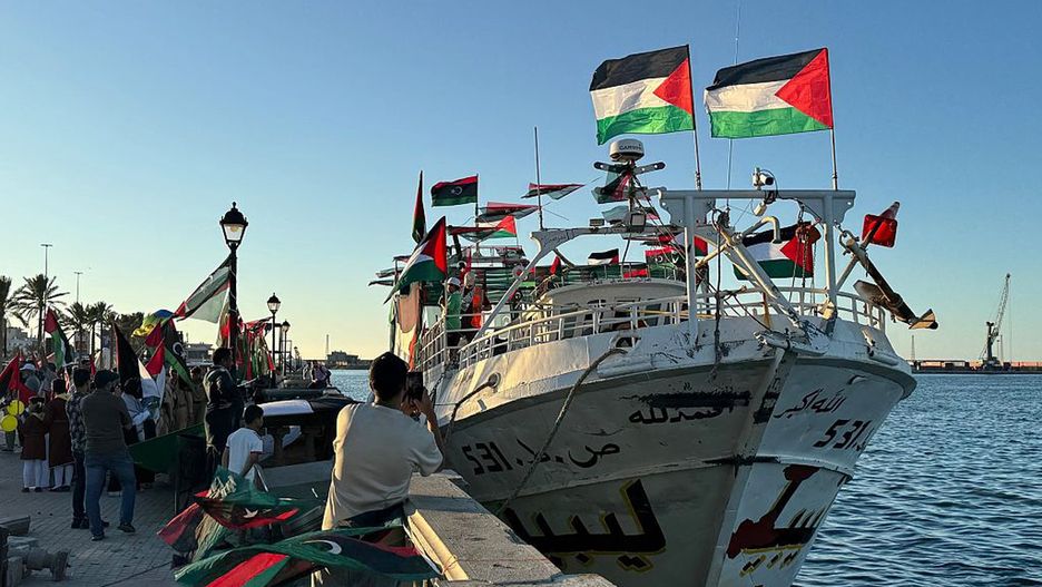 The 'Omar al-Mukhtar' ship departs from Libya to join the Global Sumud Flotilla
TRIPOLI, LIBYA - SEPTEMBER 16: People, holding Palestinian flags, gather at the Port of Tripoli to show their supports as the 'Omar al-Mukhtar' ship, which will join the Global Sumud Flotilla from Libya, prepares to leave in Tripoli, Libya on September 16, 2025. (Photo by Muhammed Semiz/Anadolu via Getty Images)
Anadolu
supports, omar al-mukhtar, flags, global&nbsp;sumud&nbsp;flotilla, palestinian flags, gaza, sumud&nbsp;flotilla, tripoli, global sumud fleet