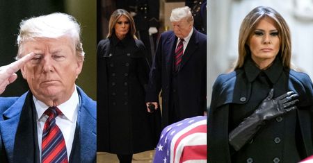 Żałobna Melania Trump z mężem składają hołd George'owi H. W. Bushowi (ZDJĘCIA)