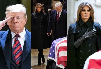 Żałobna Melania Trump z mężem składają hołd George'owi H. W. Bushowi (ZDJĘCIA)