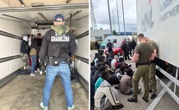 Zatrzymali do kontroli ciężarową chłodnię. W środku byli migranci