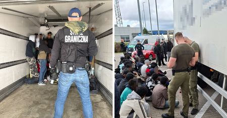 Zatrzymali do kontroli ciężarową chłodnię. W środku byli migranci
