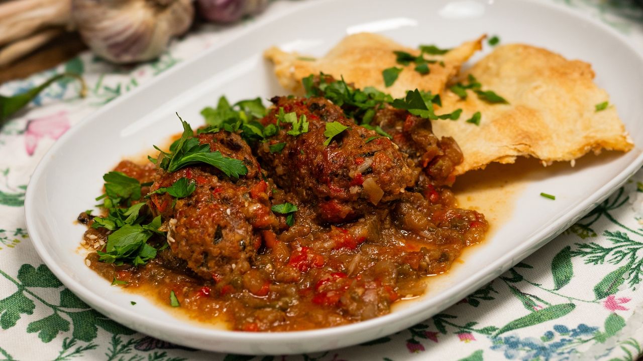 Koftas with roasted vegetables