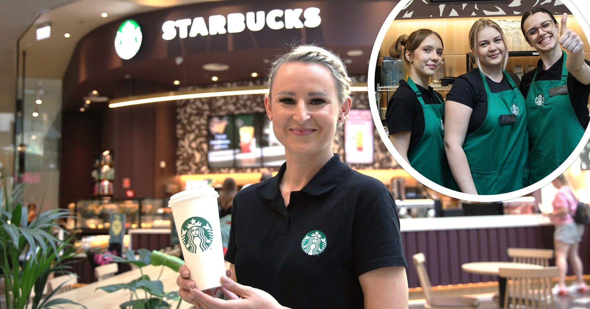 Na zdjęciu kierownik pierwszego w Świętokrzyskiem Starbucksa - Marlena Gajewska. Jak wspomina dzień otwarcia?