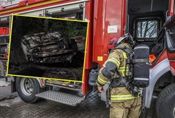 Straszny wypadek. Zwęglone zwłoki w BMW