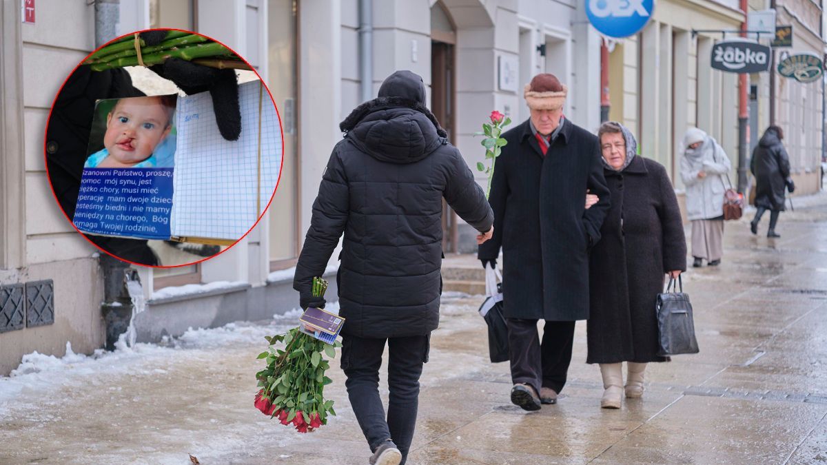 Naciągacze wciskają przechodniom róże na deptaku