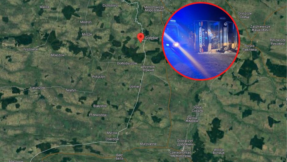 Groźny wypadek. Autobus przewrócił się na granicy z Ukrainą