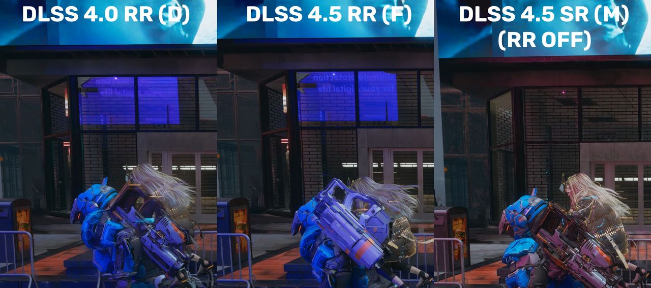 NVIDIA DLSS Ray Reconstruction - 4.0 vs 4.5 - odbicia
