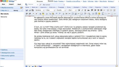 Zoho Writer już po polsku 1