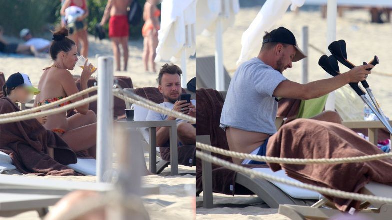 Piotr Kupicha wypoczywa na plaży w Sopocie z żoną i córką