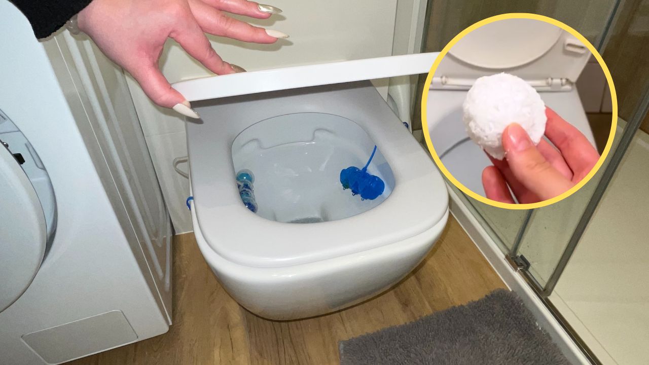 Open toilet and air freshener ball