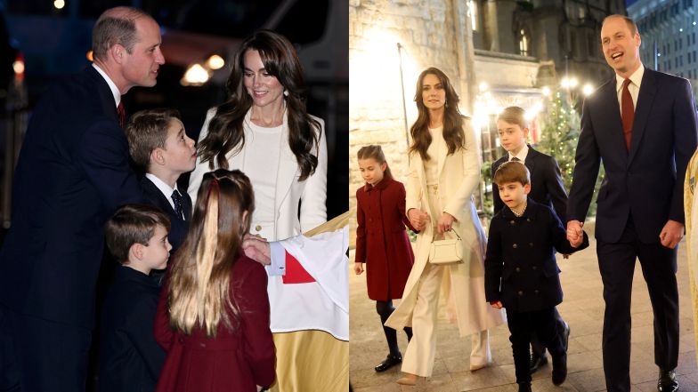 Kate Middleton i książę William zabrali dzieci na kolędowanie. Księżniczka Charlotte zaprezentowała się w "oszczędnej" kreacji (ZDJĘCIA)