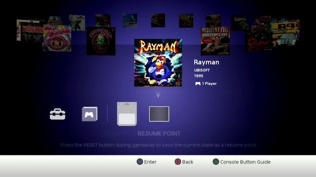 PlayStation Classic - menu konsoli