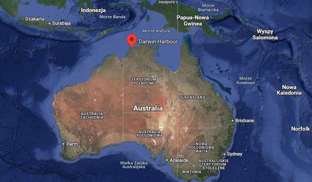 The location of the port of Darwin