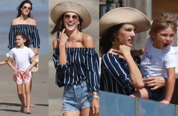 Alessandra Ambrosio z dziećmi na plaży (ZDJĘCIA)