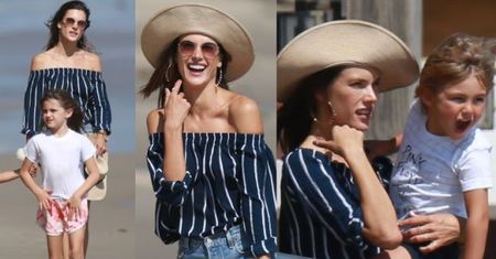 Alessandra Ambrosio z dziećmi na plaży (ZDJĘCIA)