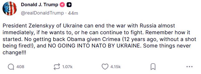 Wpis Donalda Trumpa