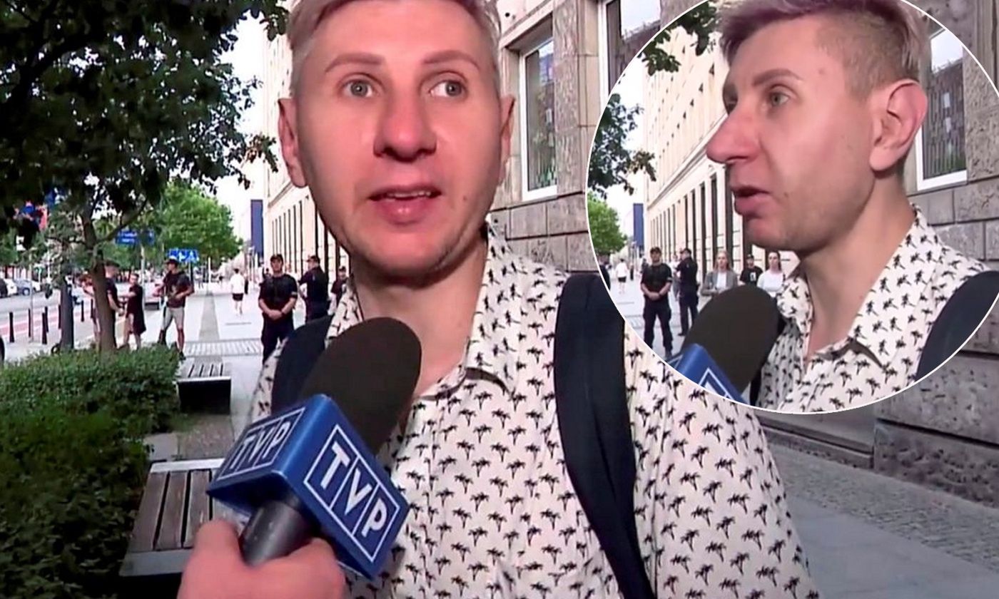 "Przypadkowy przechodzień" z "Wiadomości" TVP okazał się aktorem