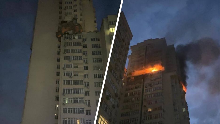 Rosja zaatakowała w nocy. Płonie budynek mieszkalny w Kijowie