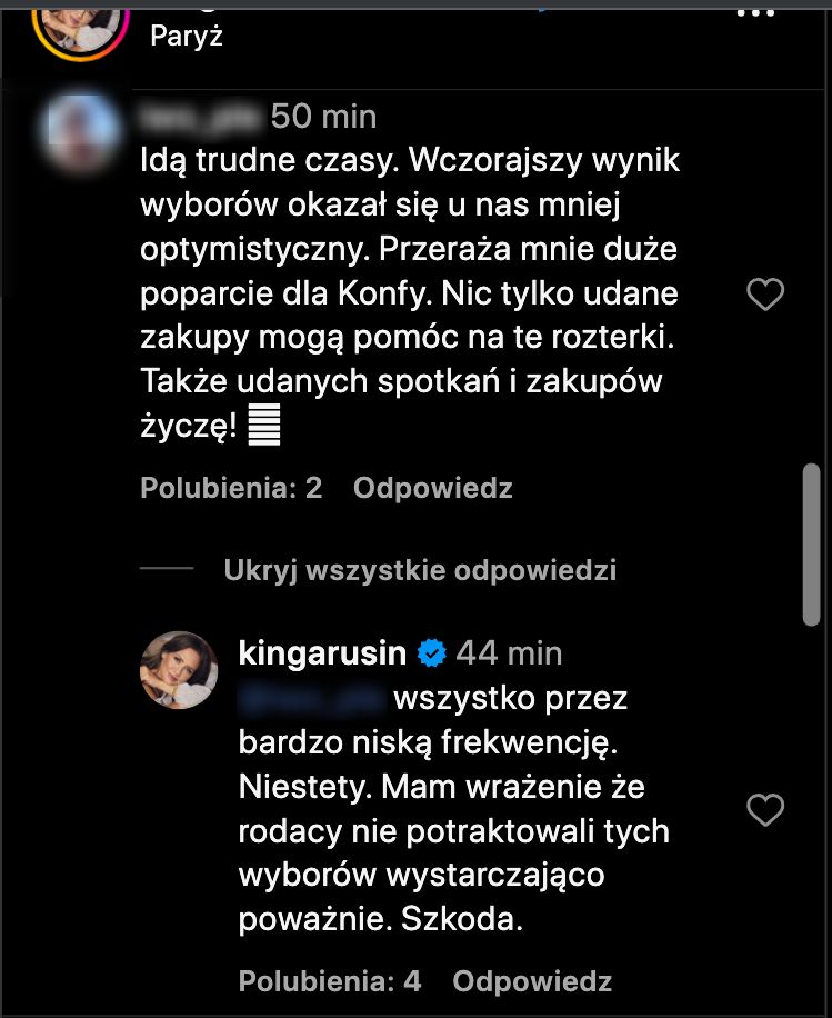 Kinga Rusin o wyborach