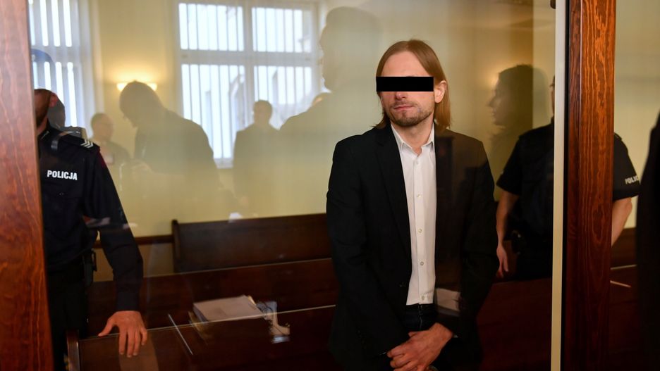Twórca Amber Gold Marcin P. na sali sądowej, 28 kwietnia 2022 r. 