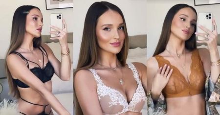 Marina Łuczenko reklamuje majtki i biustonosze, prężąc się przed lustrem. "Piękna bielizna DODAJE MI SIŁY"