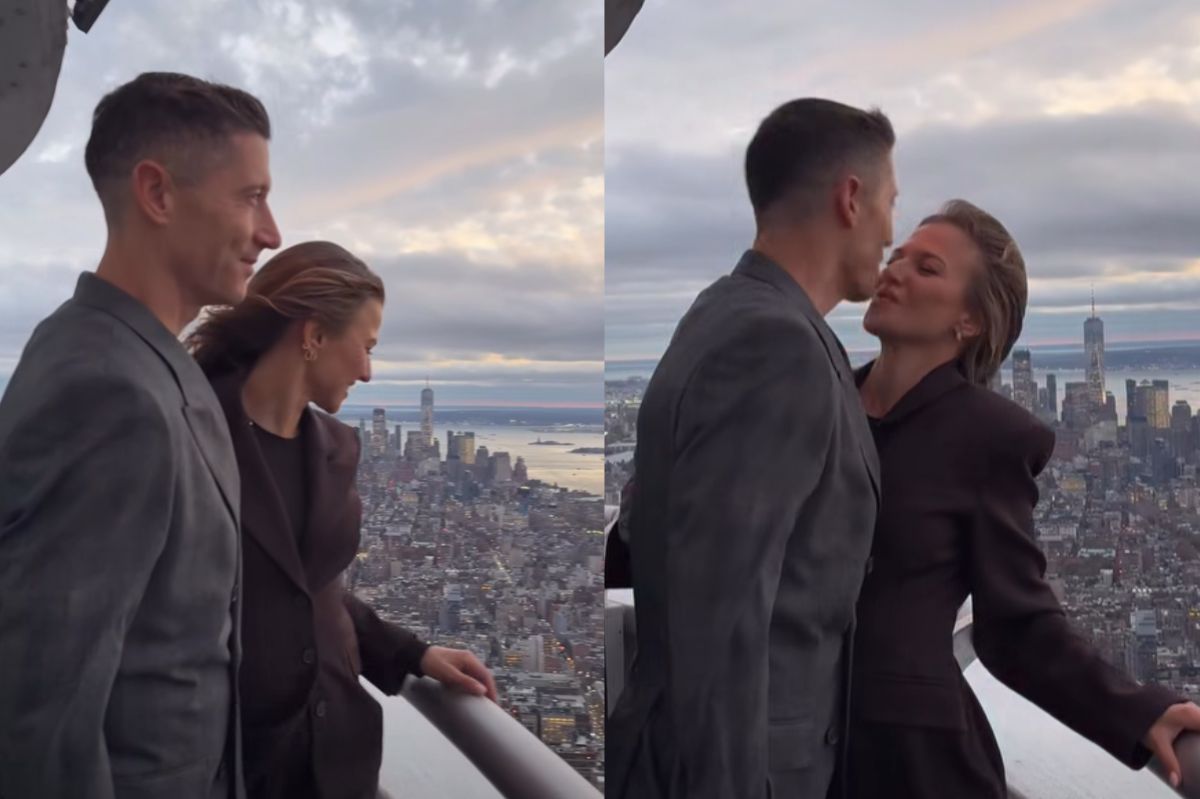 Romantyczne kadry Lewandowskich na tle Nowego Jorku. Nie zabrakło pocałunku