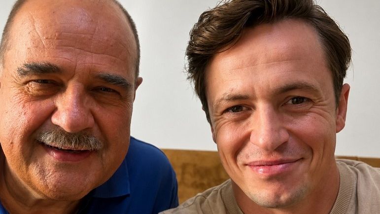 Cezary Żak i Piotr Ligienza na planie "Rancza"