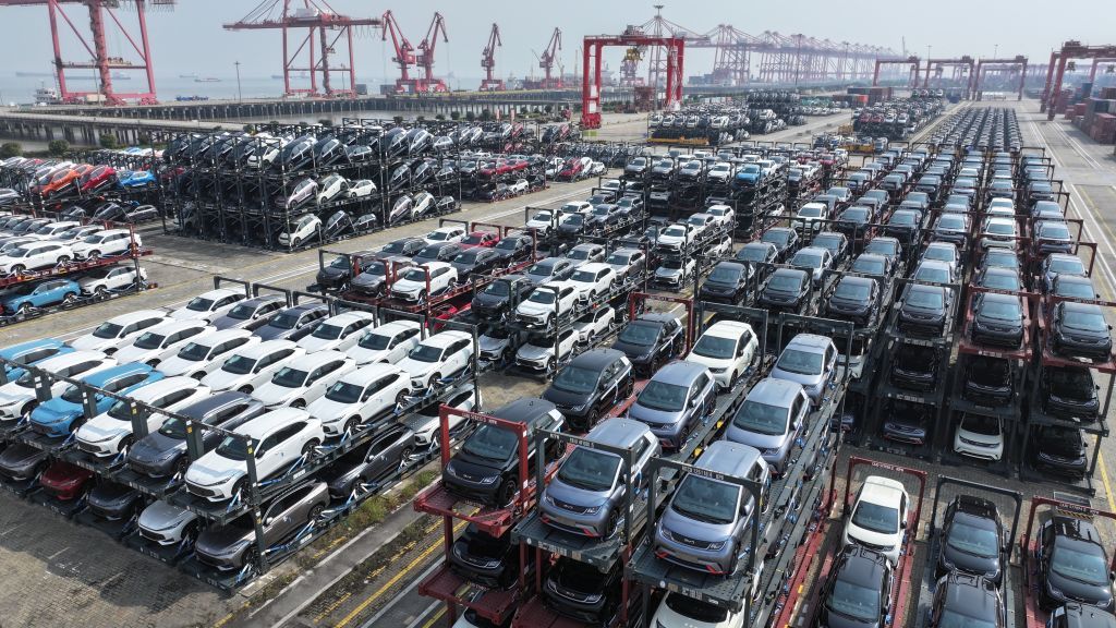 Vehicles Export
TAICANG, CHINA - OCTOBER 10, 2024 - A batch of cars are about to be exported to overseas markets through frame transport at the International Container Terminal in Taicang Port Area of Suzhou Port, Jiangsu province, Oct 10, 2024. (Photo credit should read CFOTO/Future Publishing via Getty Images)
CFOTO
export, trade, vehicle, port, china, chn