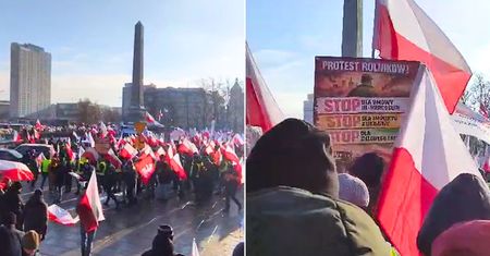Protest rolników w Warszawie. Nagranie z Placu Defilad