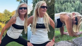 70-letnia Monika Olejnik chwali się imponującą formą wykonując tzw. deskę. Jest ogień?
