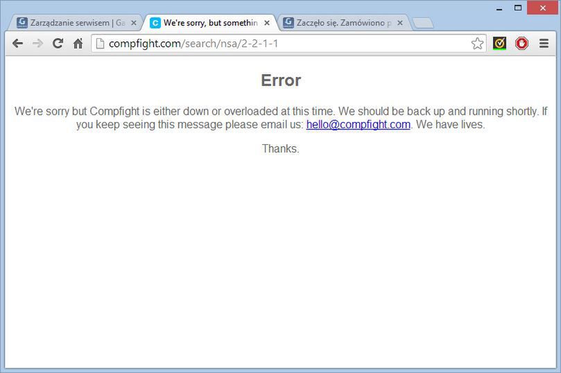 Serwer przeciążony. Akurat, gdy jako słowo kluczowe wpisałem NSA. Przypadek?