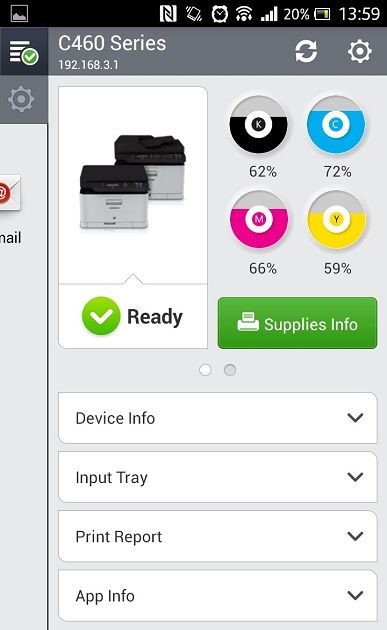 mobile print status urzadzenia