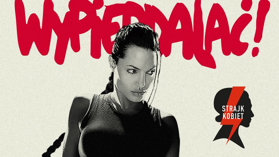 Lara Croft na plakacie promującym Strajk Kobiet