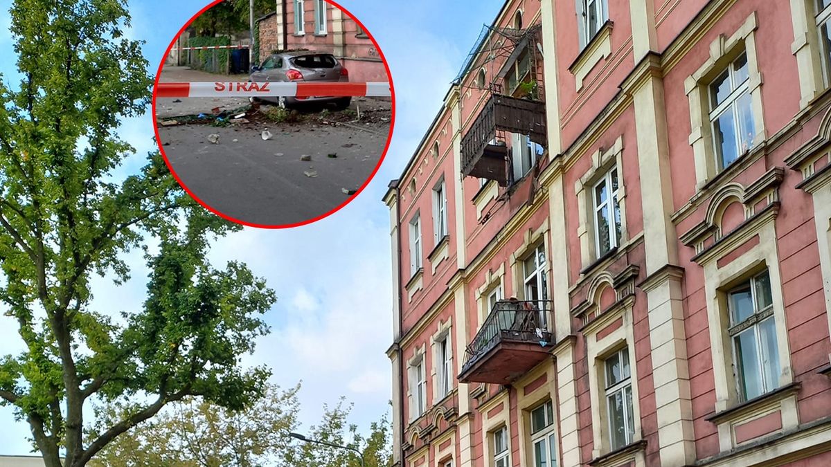 O krok od tragedii. Runął balkon w Sosnowcu. Są ranni
